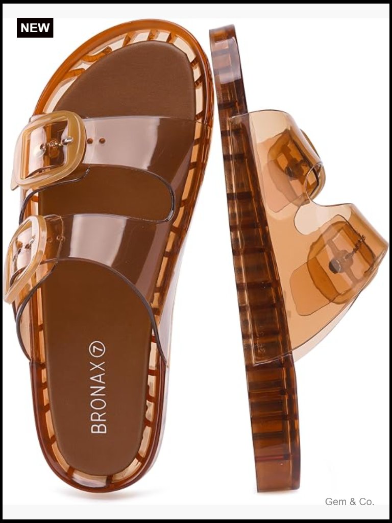 Clear Adjustable Double Buckle Jelly Sandals Women Slip On Slides Casual